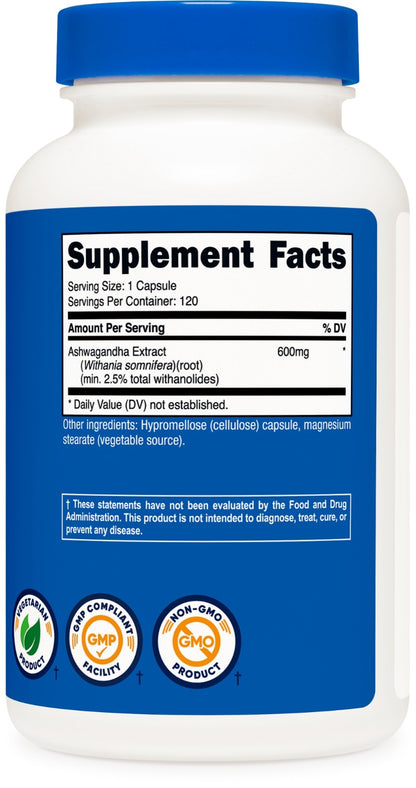 Nutricost Ashwagandha Root Herbal Supplement 600Mg (120 Capsules)